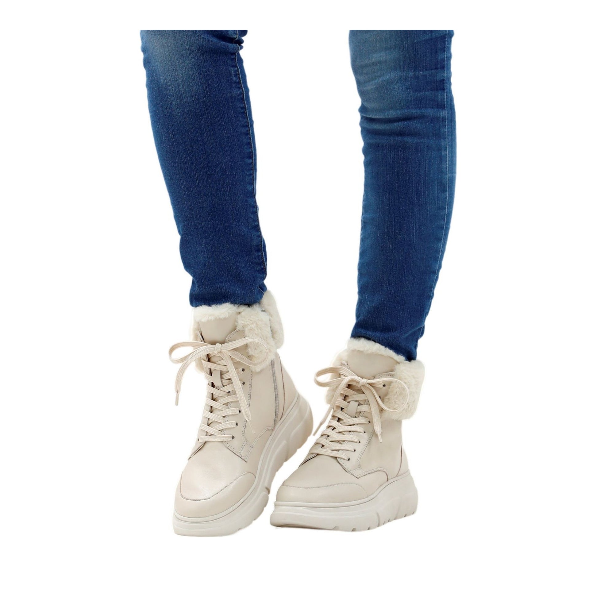 Women's Beige Wedge Ankle Boots