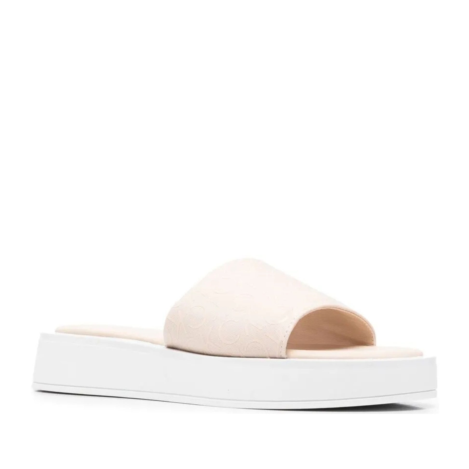 Women's White Flatform Open-Toe Slippers