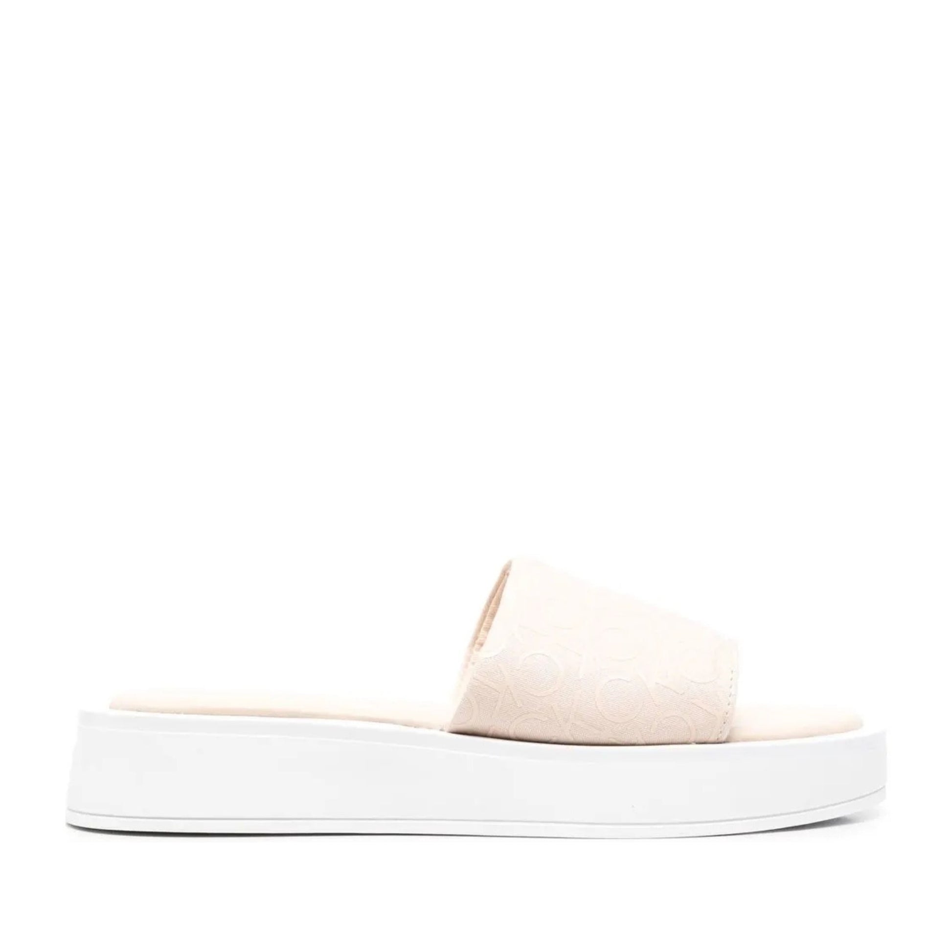 Women's White Flatform Open-Toe Slippers