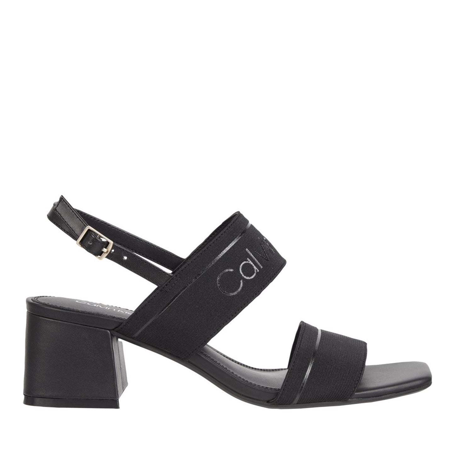 Women's Black Squared Open-Toe Sandals