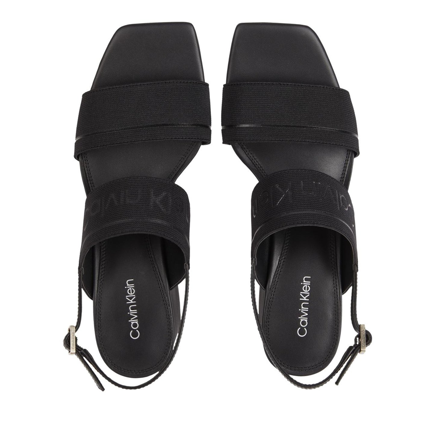 Women's Black Squared Open-Toe Sandals