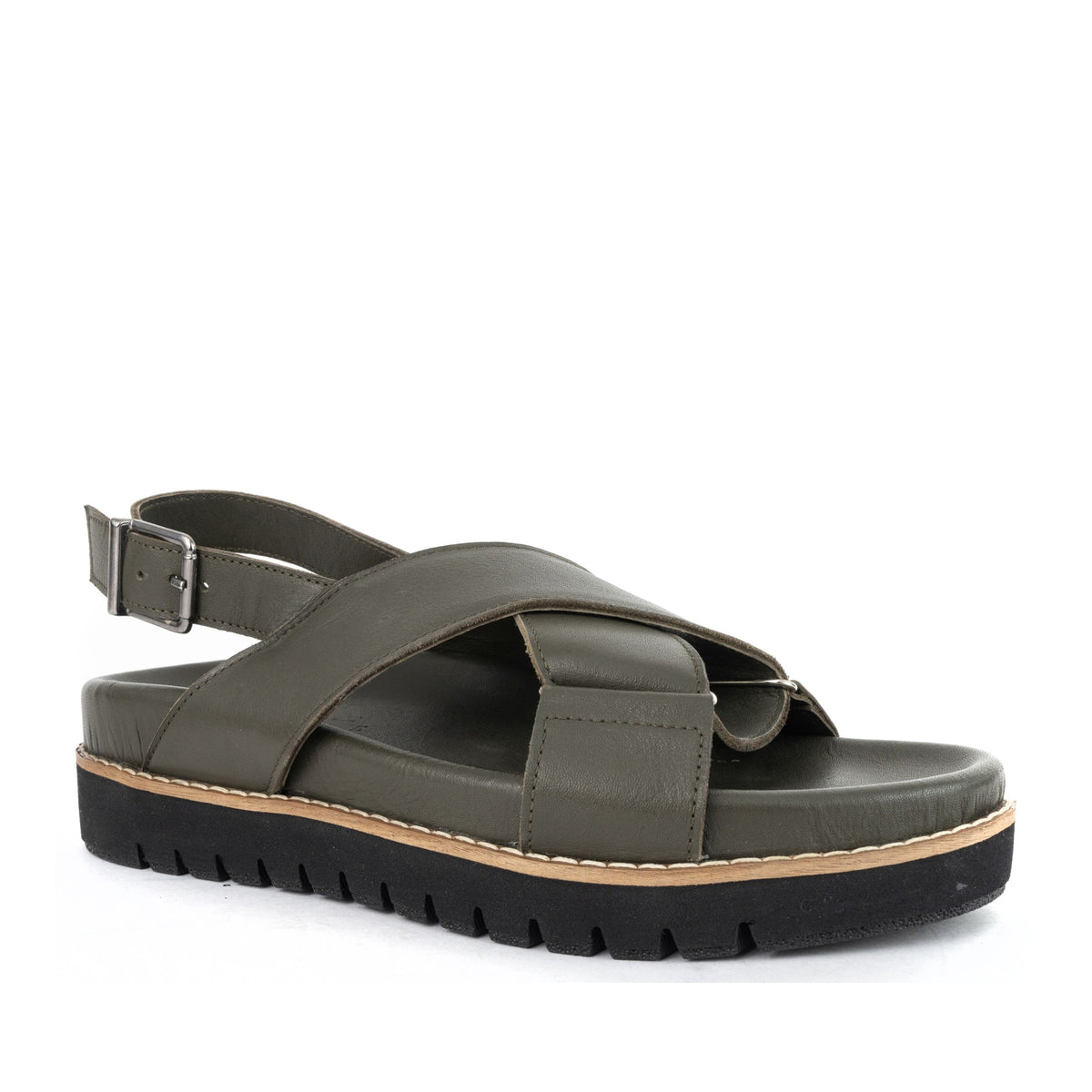 green casual sandals