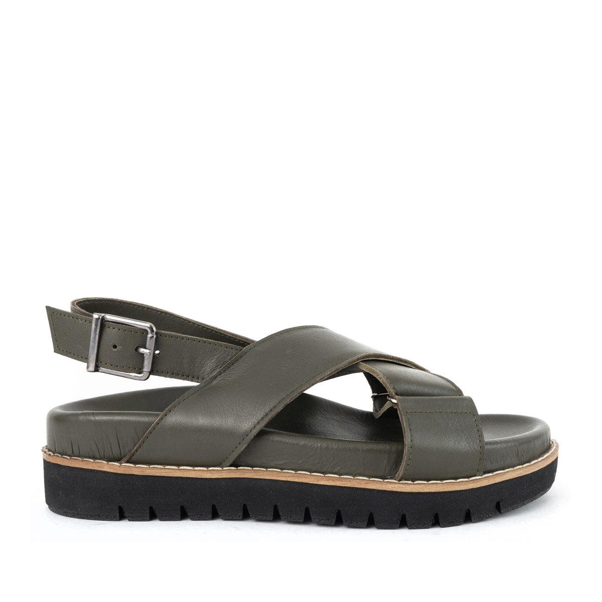green casual sandals