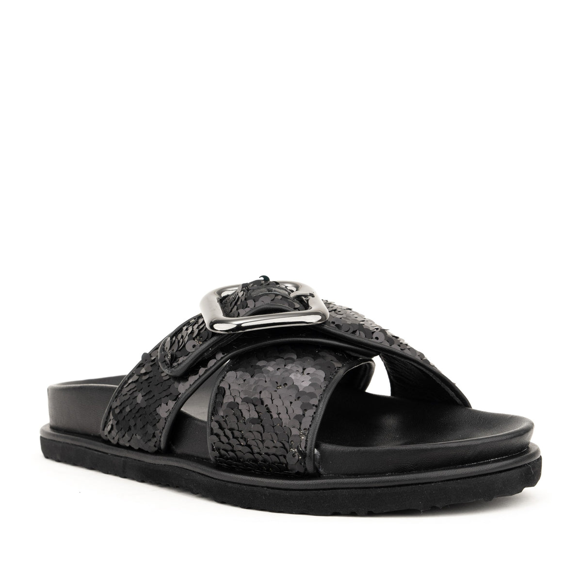 black casual open slippers