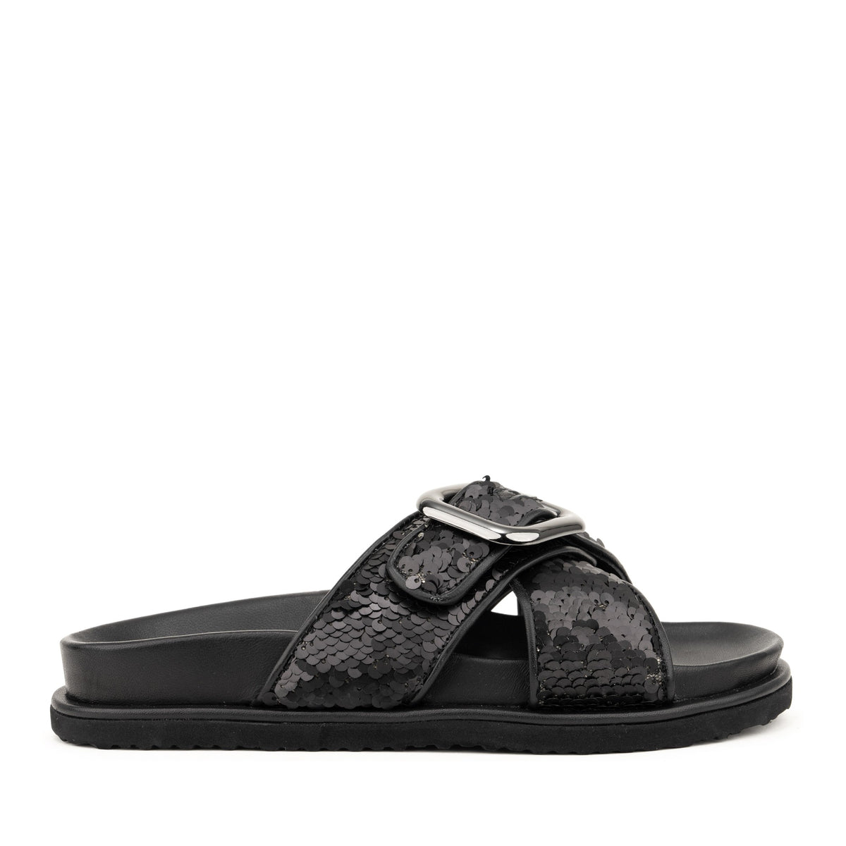 black casual open slippers