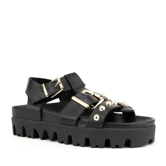 Women's Black Wedge Open-Toe Sandals