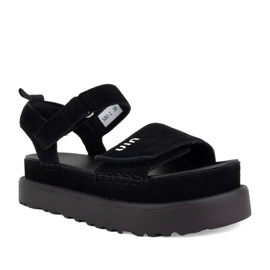 Women's Black Wedge Open-Toe Sandals