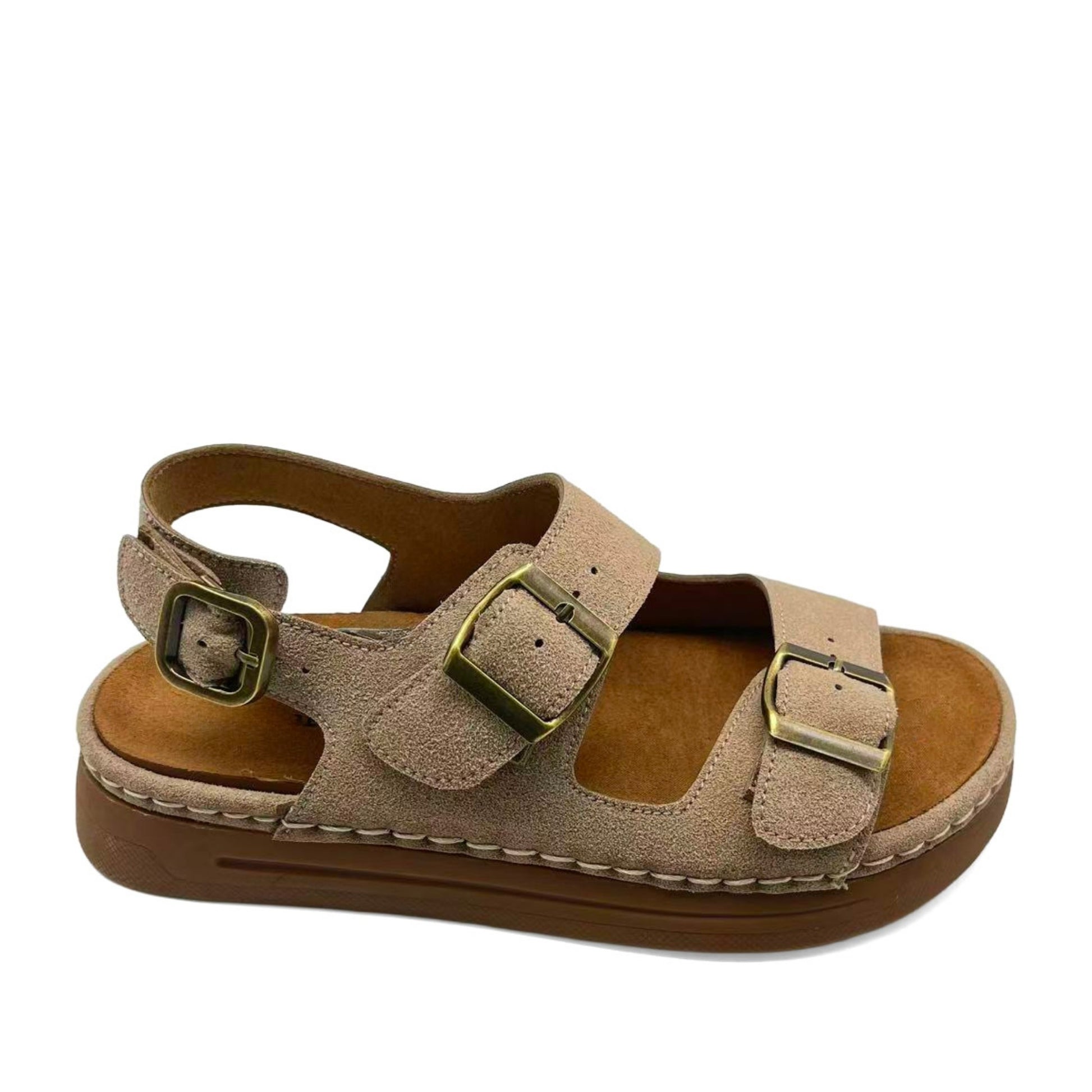 Women's Brown Wedge Open-Toe Sandals