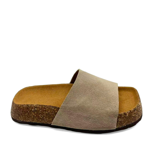 Women's Beige Wedge Open-Toe Slippers