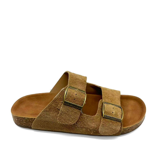 Women's Brown Wedge Open-Toe Slippers