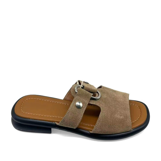Women's Beige Open-Toe Slippers