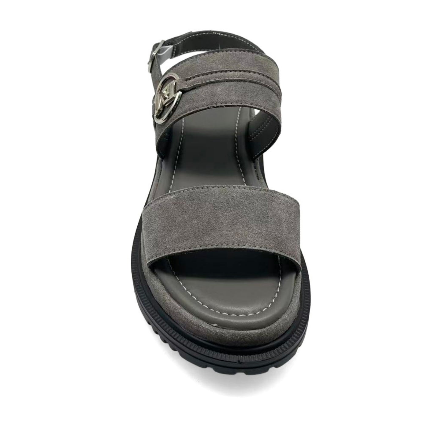 Women's Gray Wedge Open-Toe Sandals
