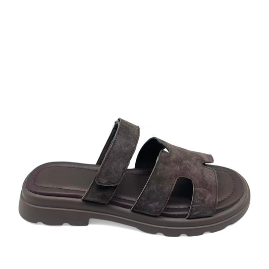 Women's Brown Open-Toe Slippers
