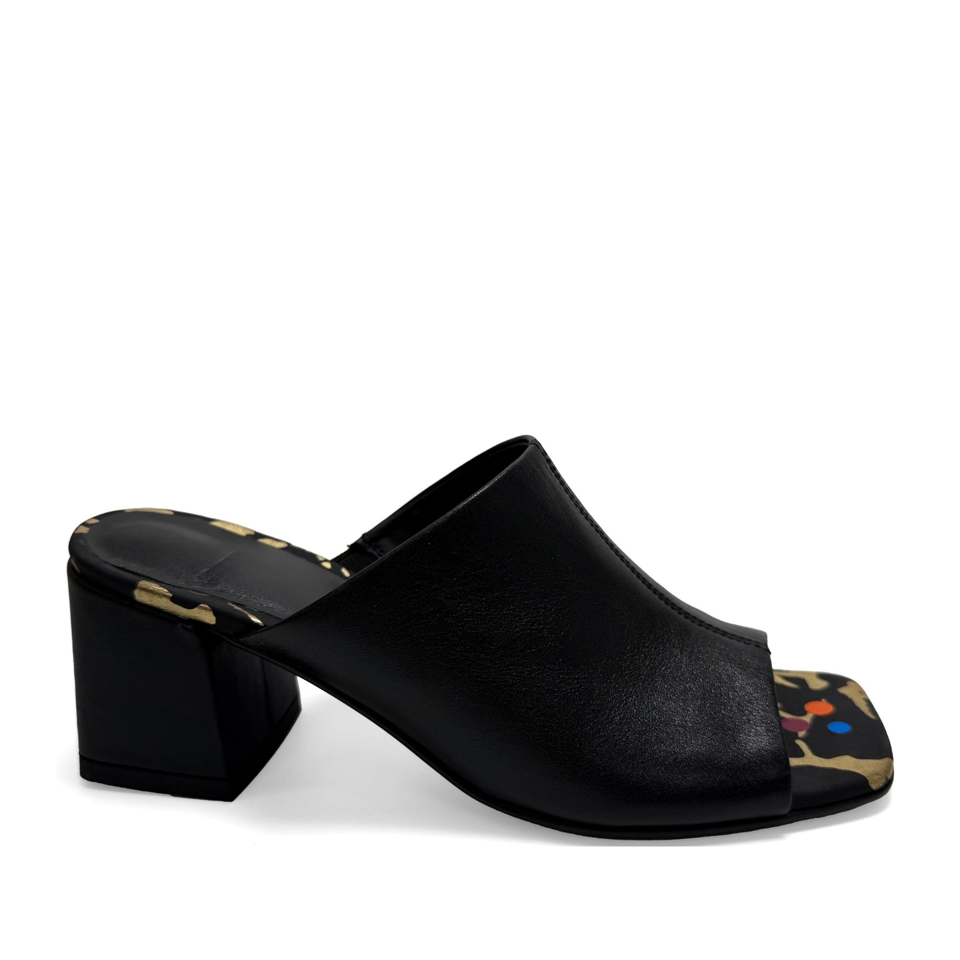 Women's Black Open-Toe Slippers