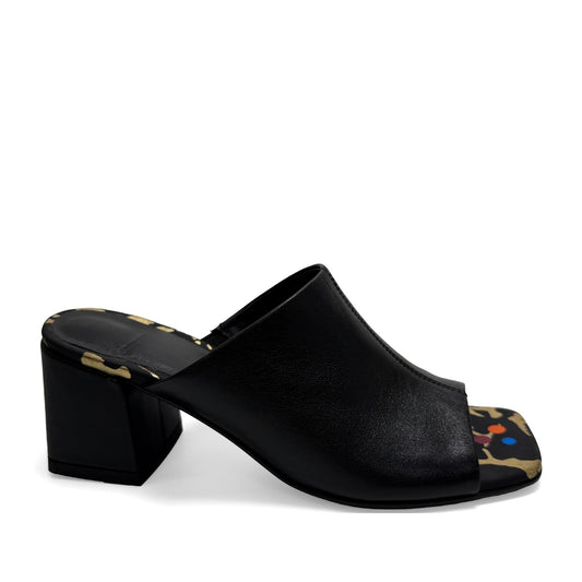 Women's Black Open-Toe Slippers