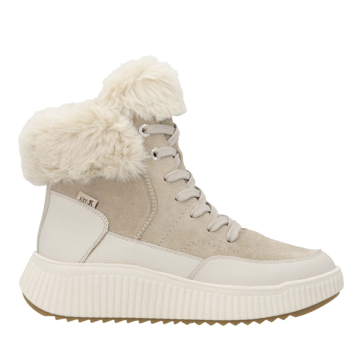 Women's Beige Mid Height Ankle Boots