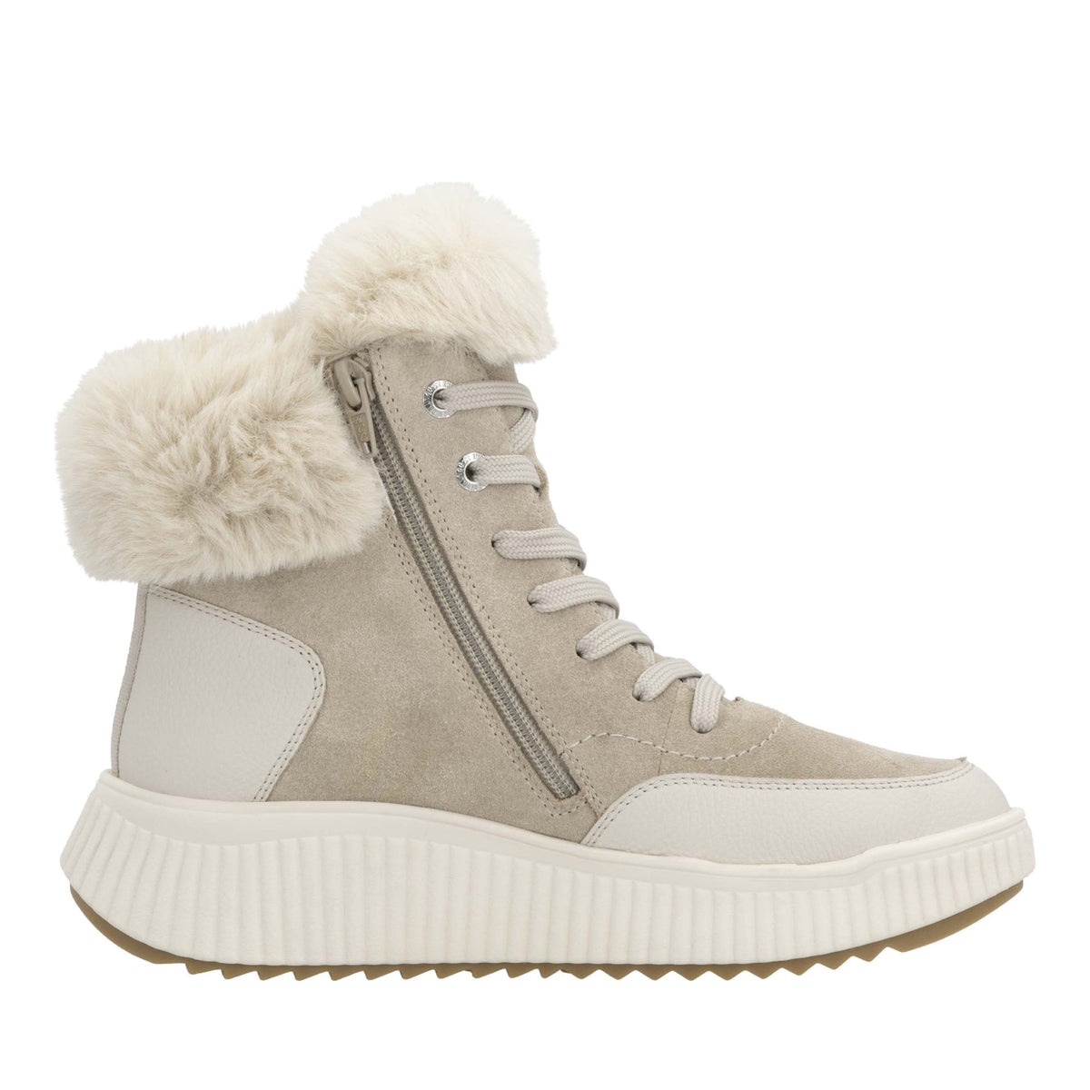 Women's Beige Mid Height Ankle Boots