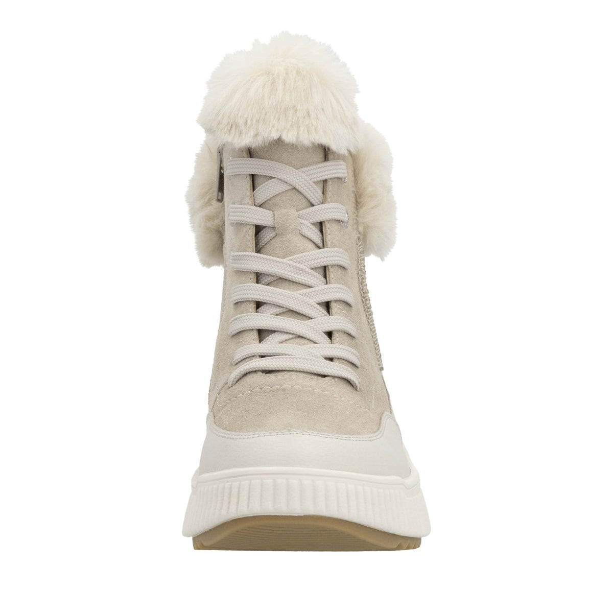 Women's Beige Mid Height Ankle Boots
