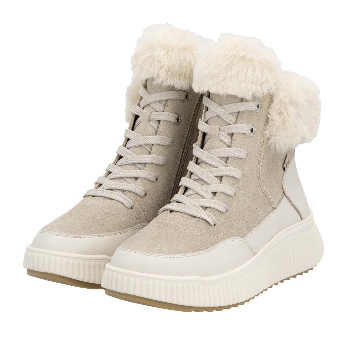 Women's Beige Mid Height Ankle Boots