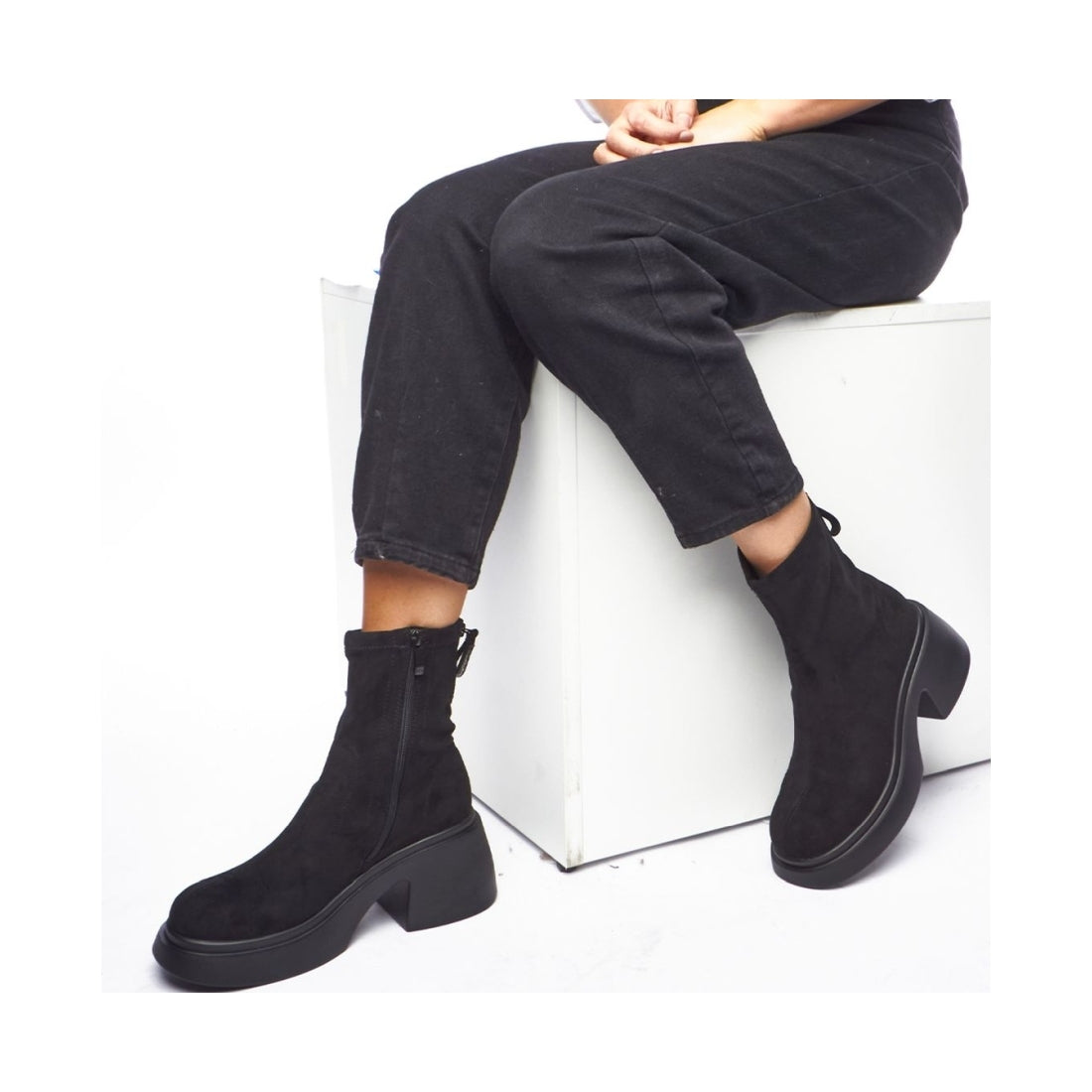 black elegant closed booties