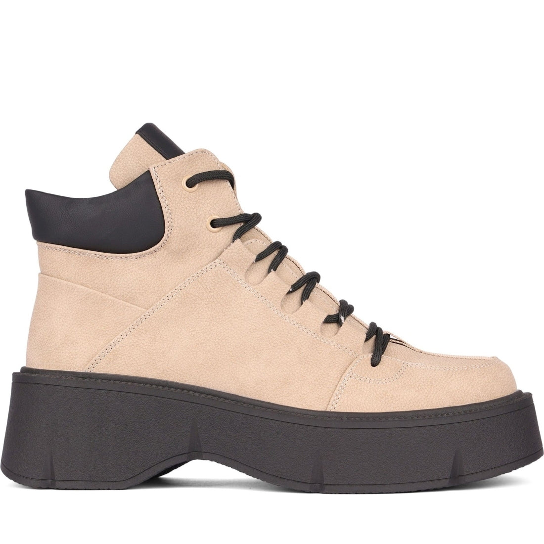 beige black casual closed booties