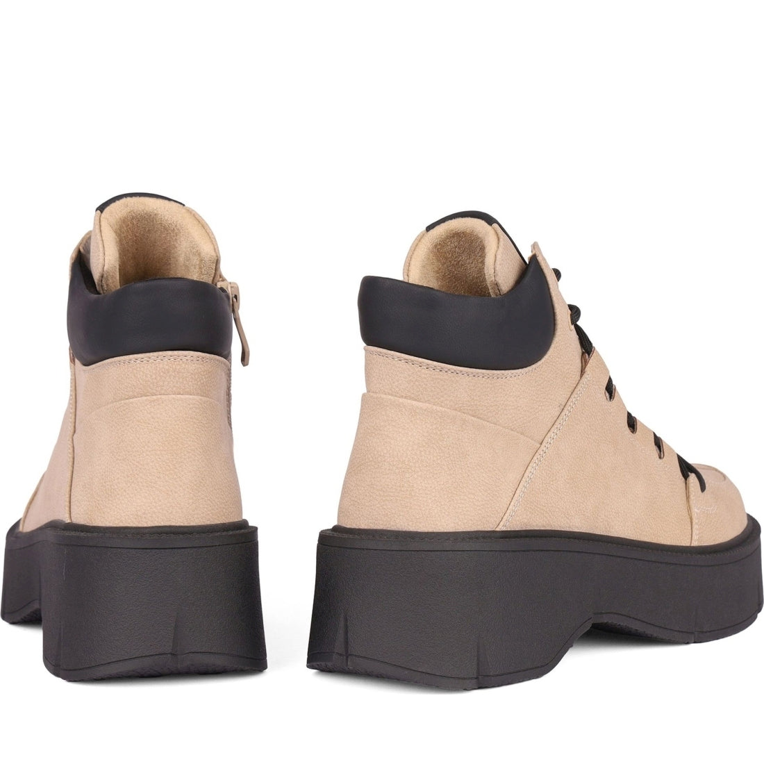 beige black casual closed booties