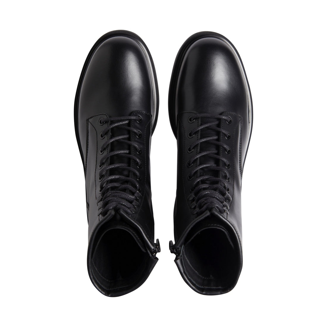 black casual closed lace up boot