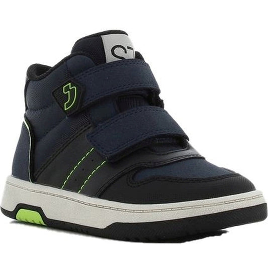 boys kids high sneakers navy lime green