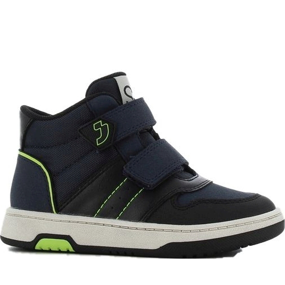 boys kids high sneakers navy lime green