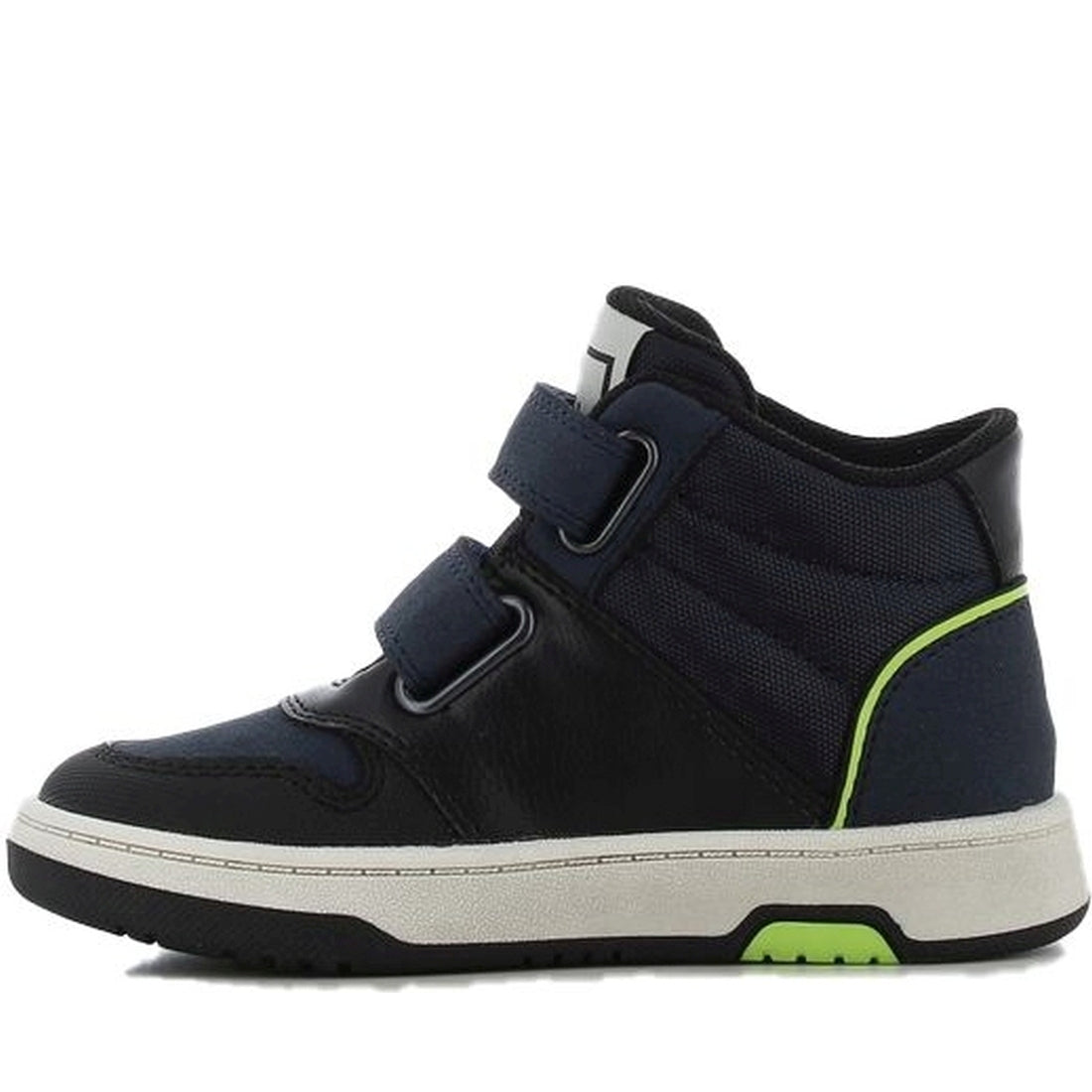 boys kids high sneakers navy lime green
