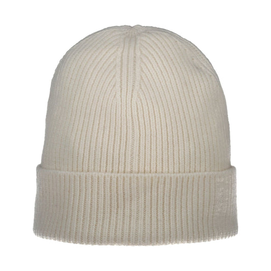 wool ribbed beanie cream