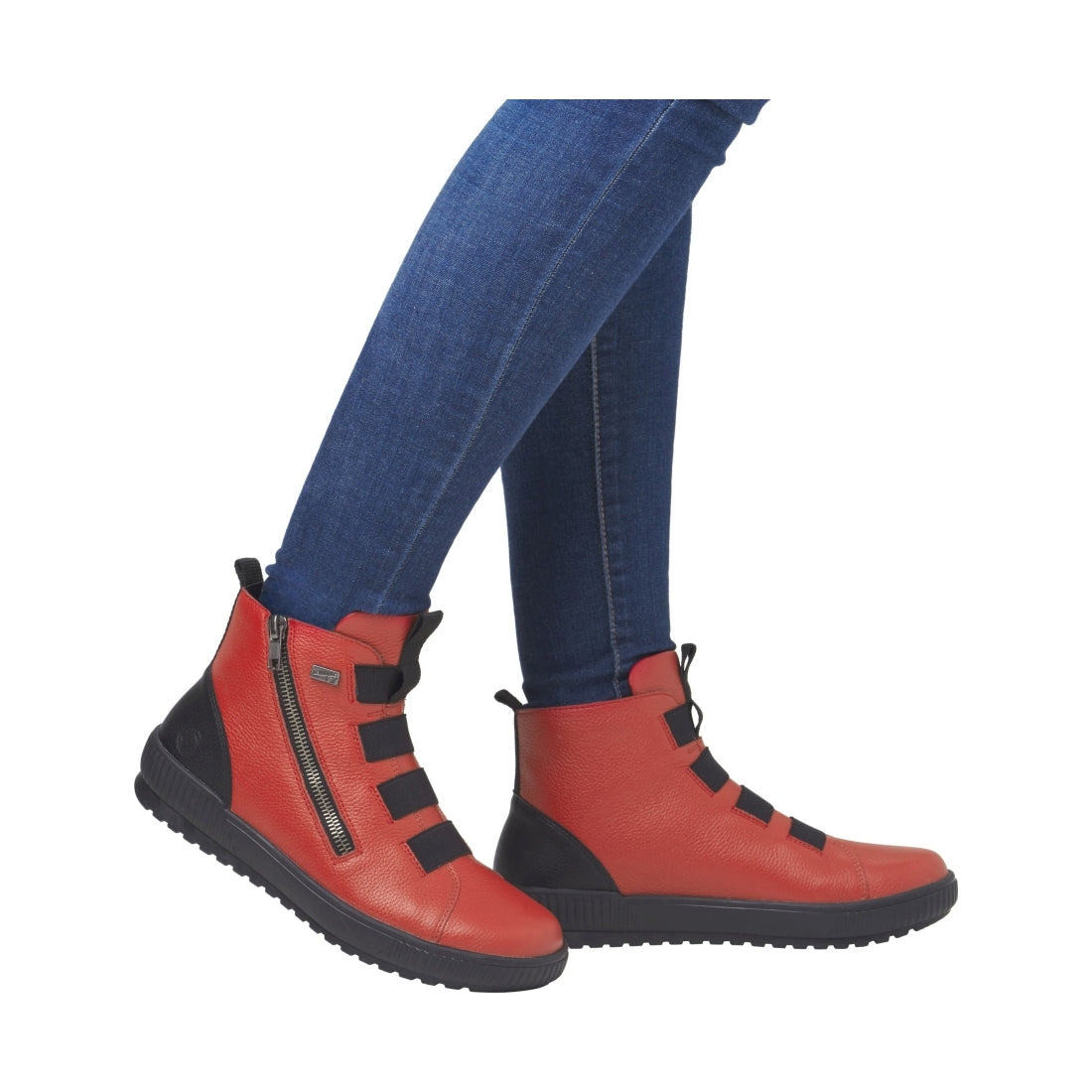 red combination casual closed ladies mid height boots