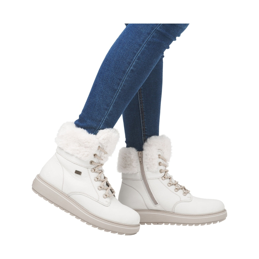 white casual closed ladies mid height boots