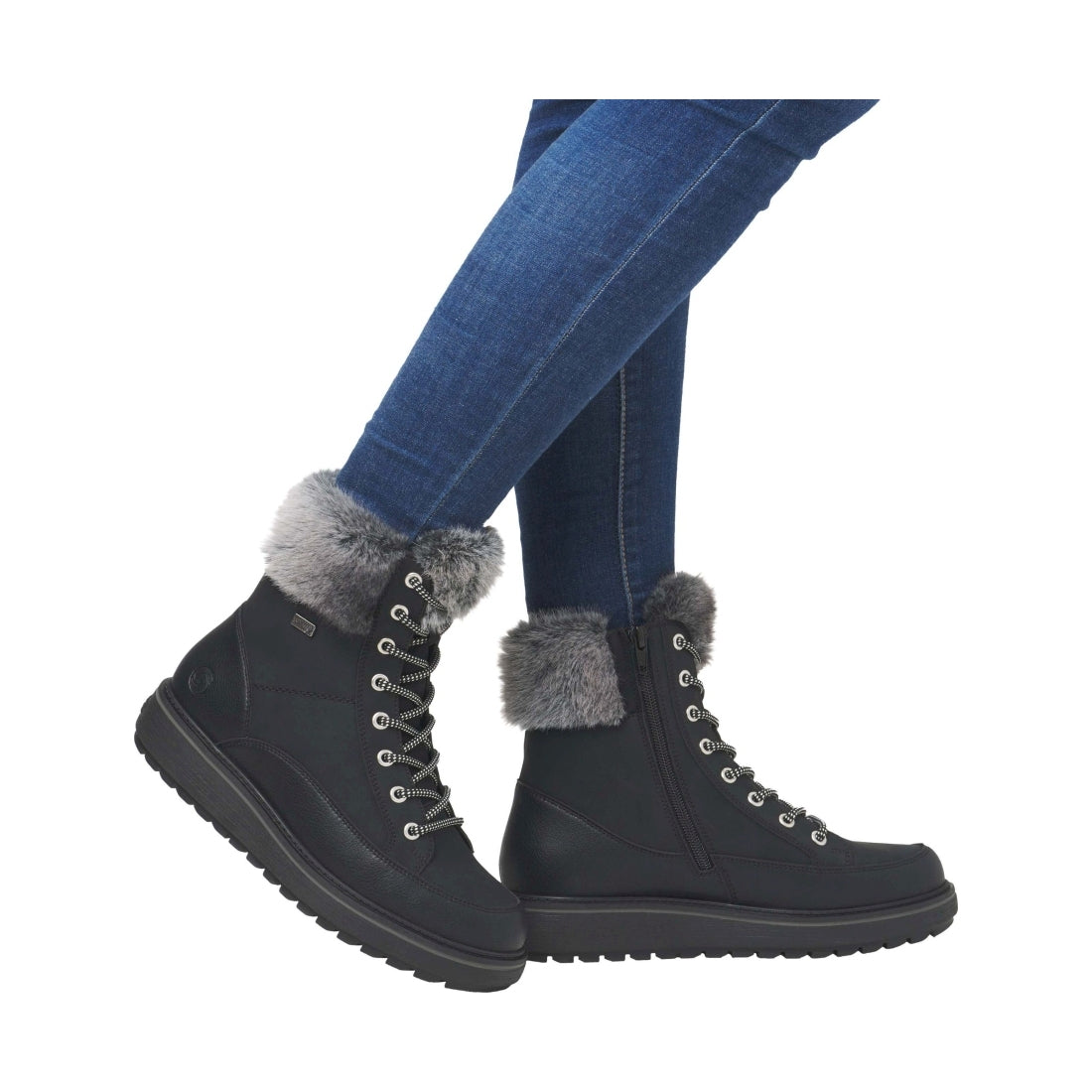 black combination casual closed ladies mid height boots