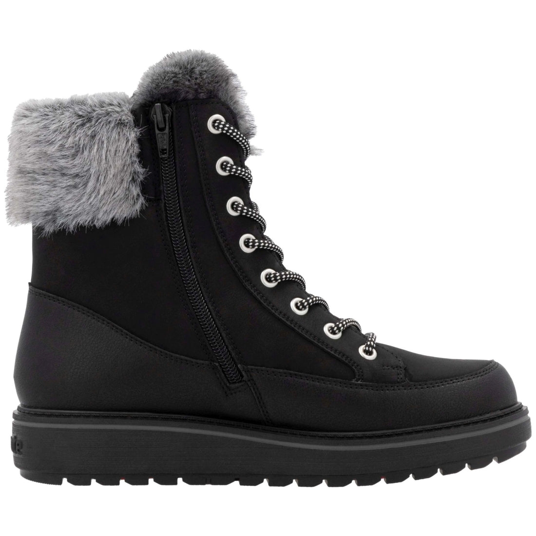 black combination casual closed ladies mid height boots