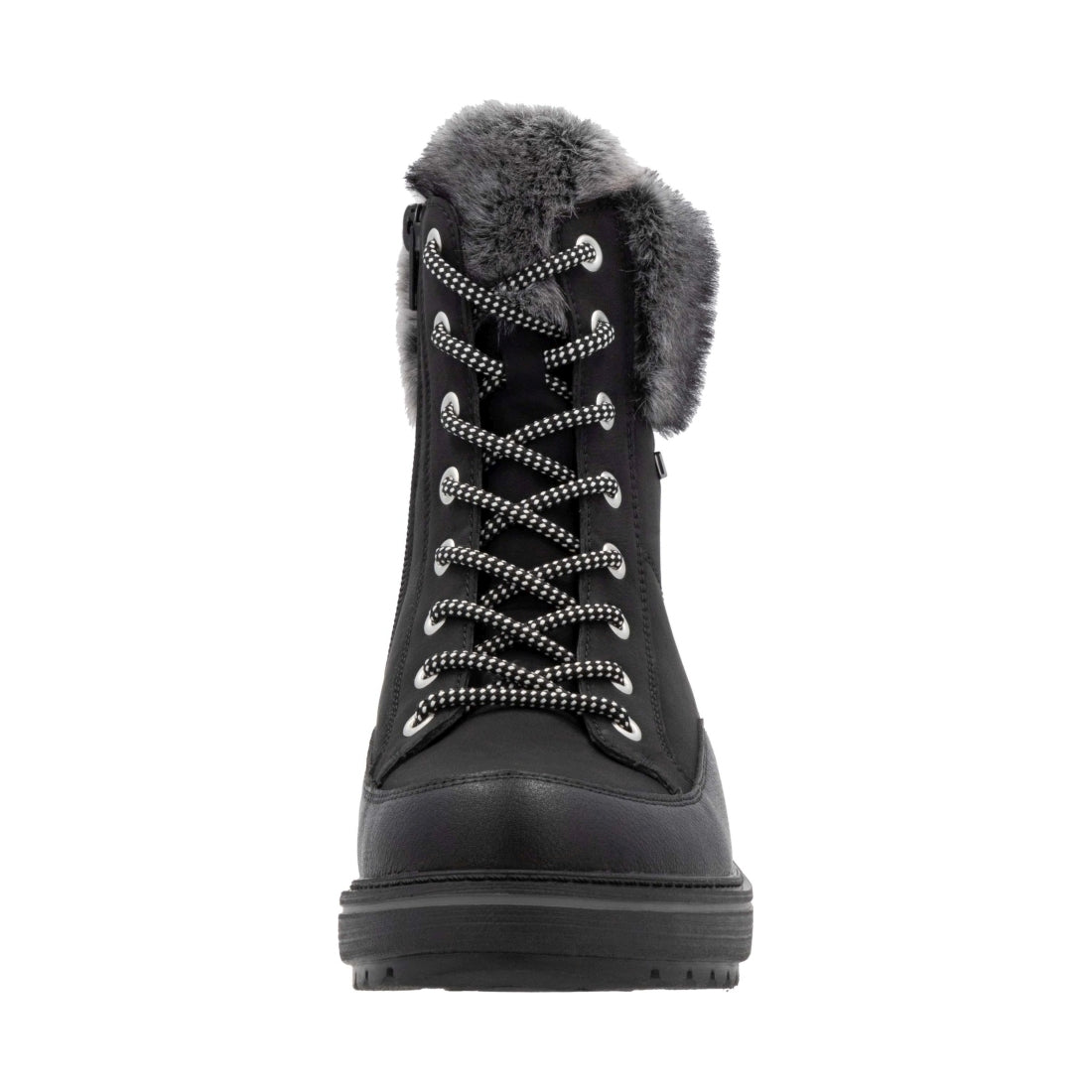 black combination casual closed ladies mid height boots