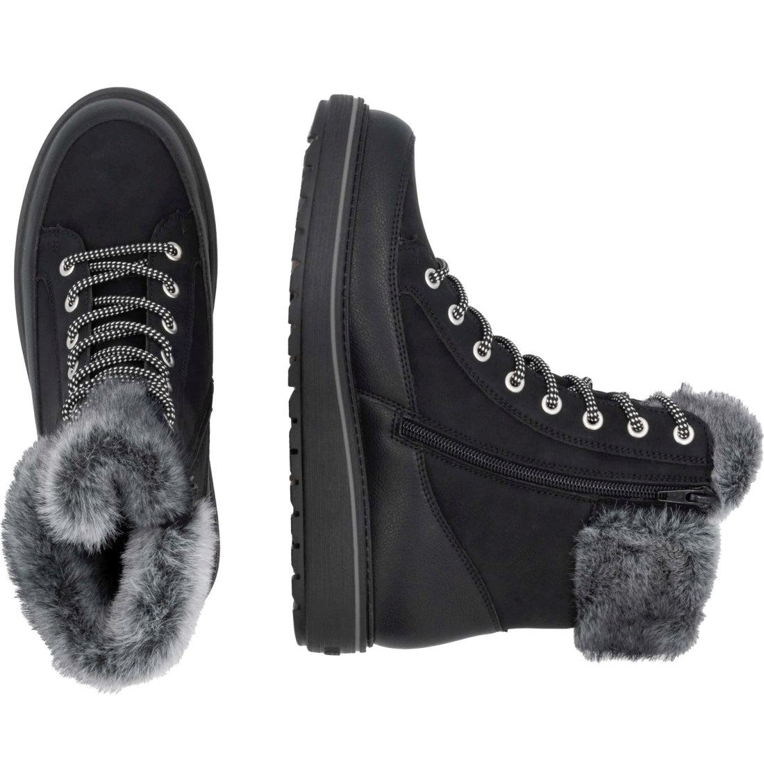 black combination casual closed ladies mid height boots