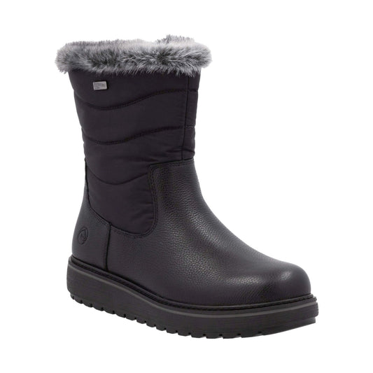 black combination casual closed ladies mid height boots