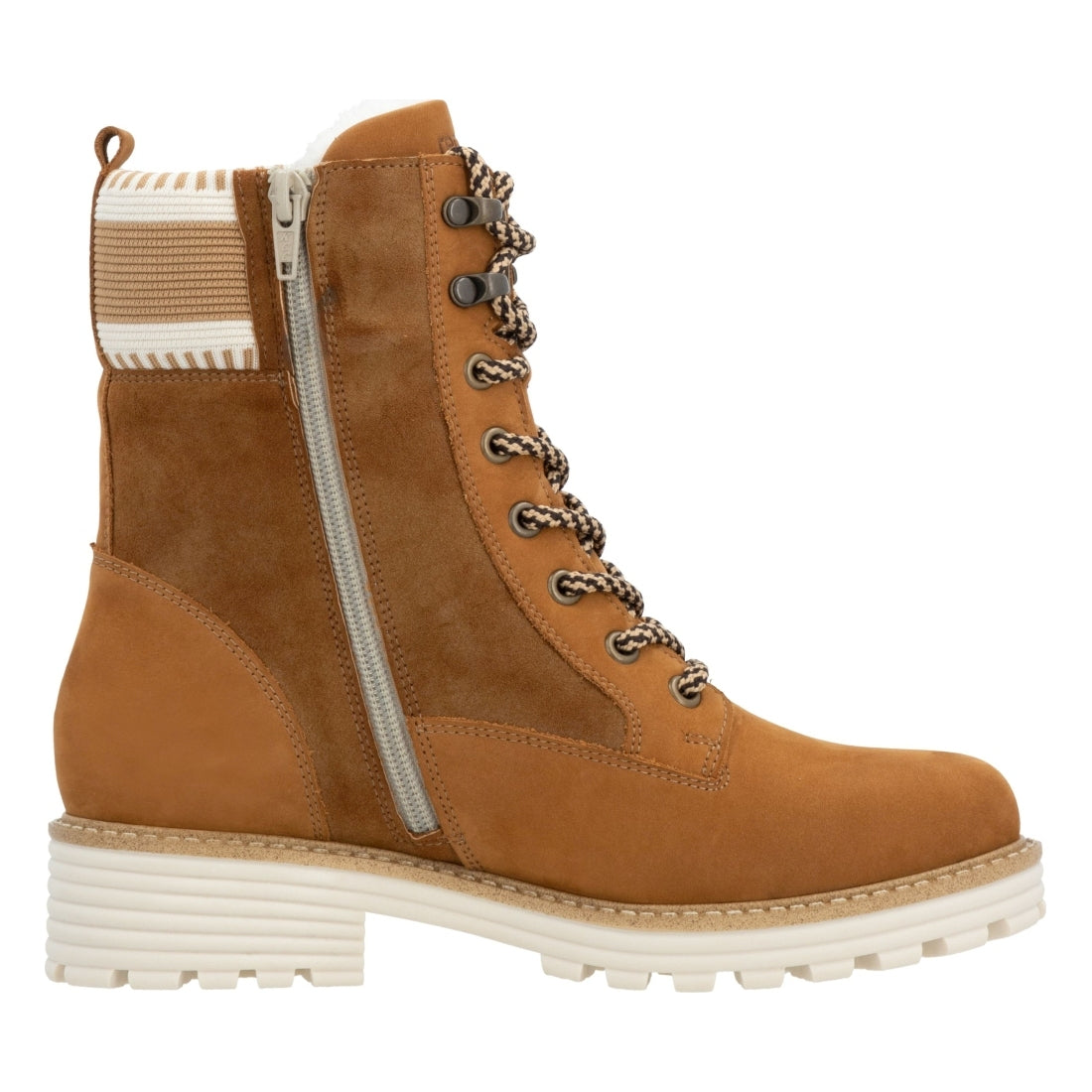 brown combination casual closed ladies mid height boots
