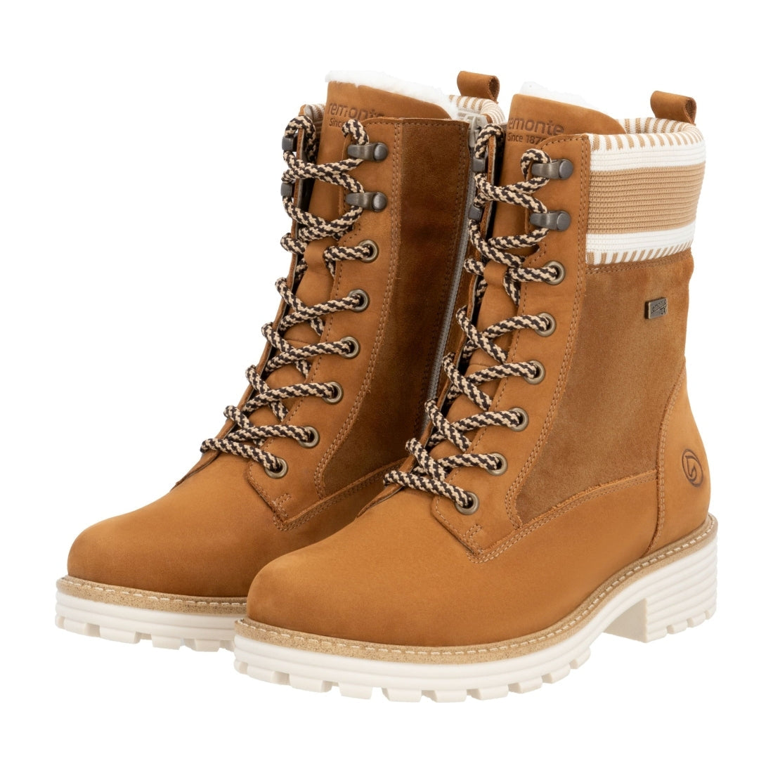 brown combination casual closed ladies mid height boots