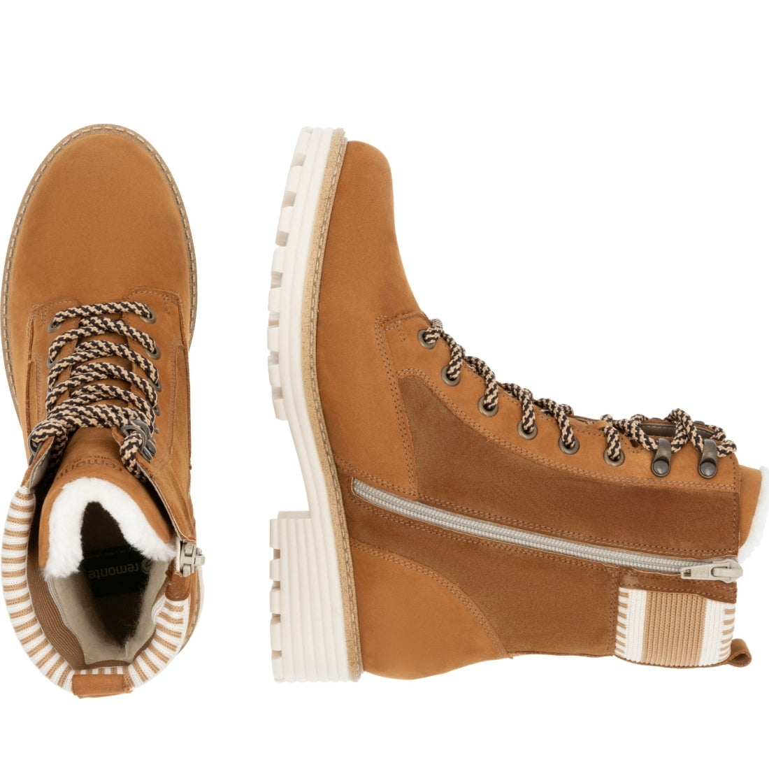 brown combination casual closed ladies mid height boots
