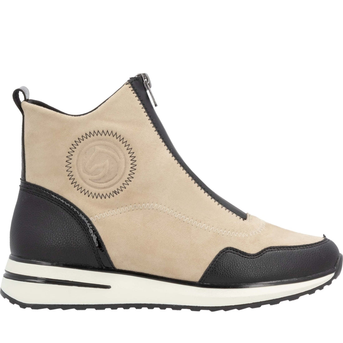 beige combination casual closed ladies mid height boots