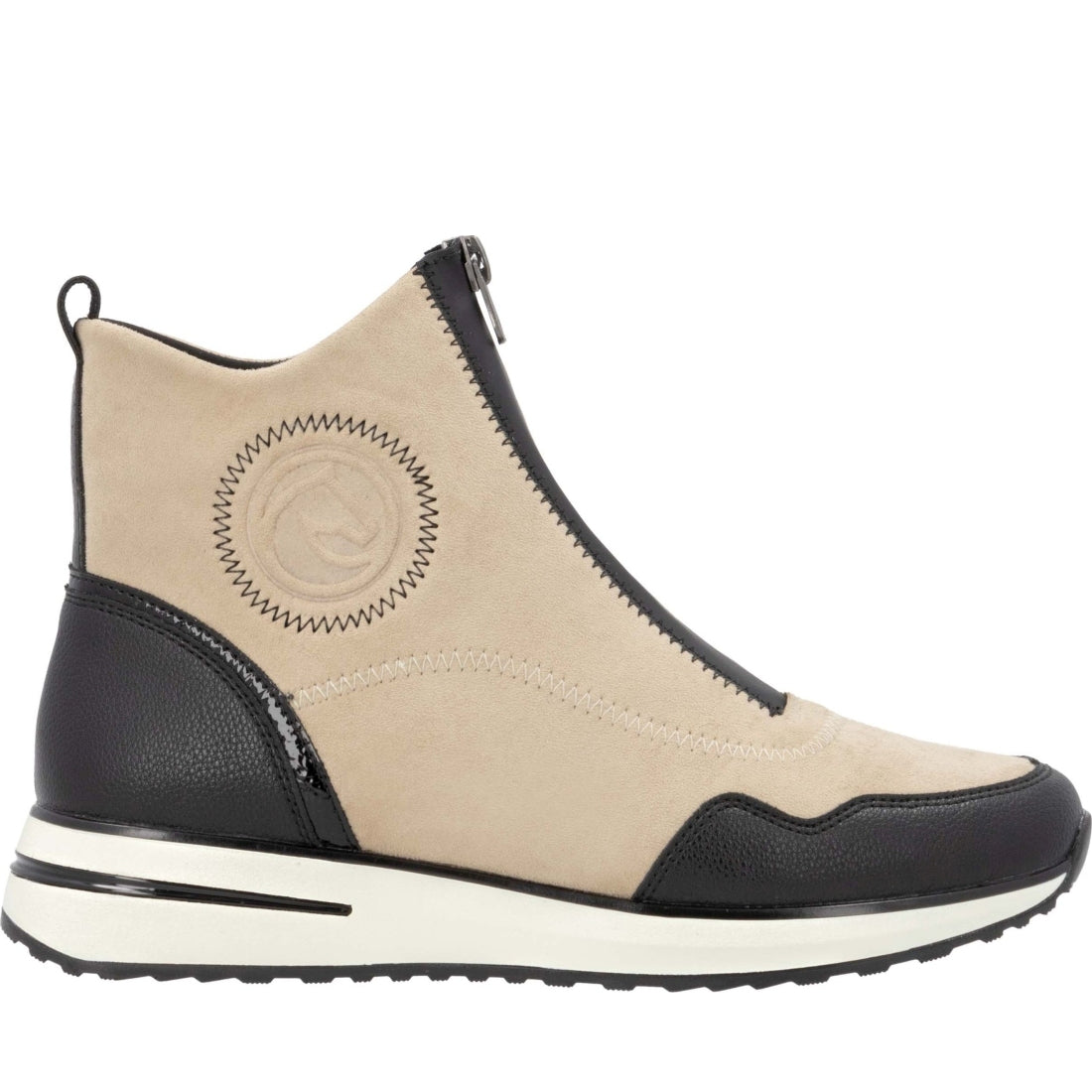 beige combination casual closed ladies mid height boots