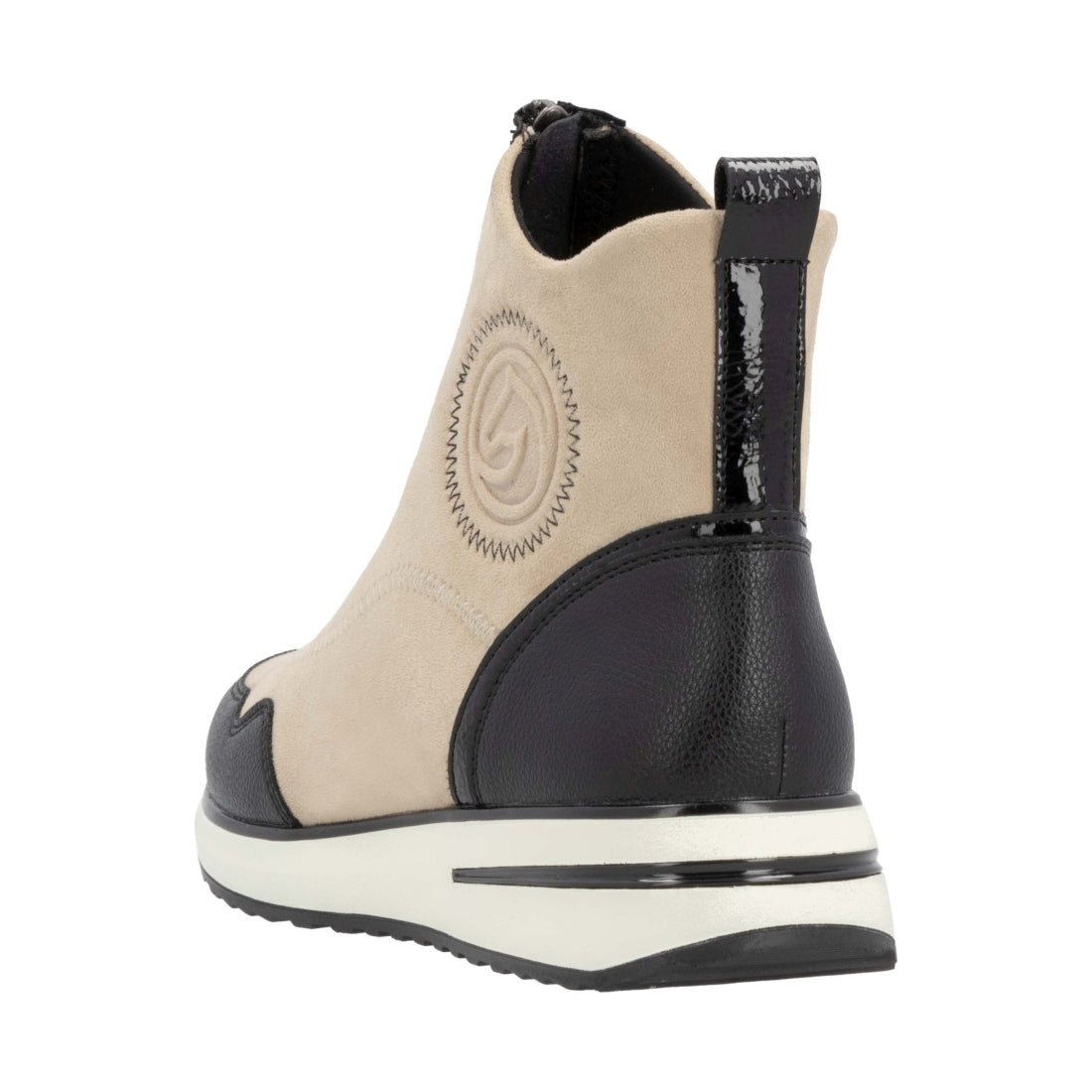 beige combination casual closed ladies mid height boots