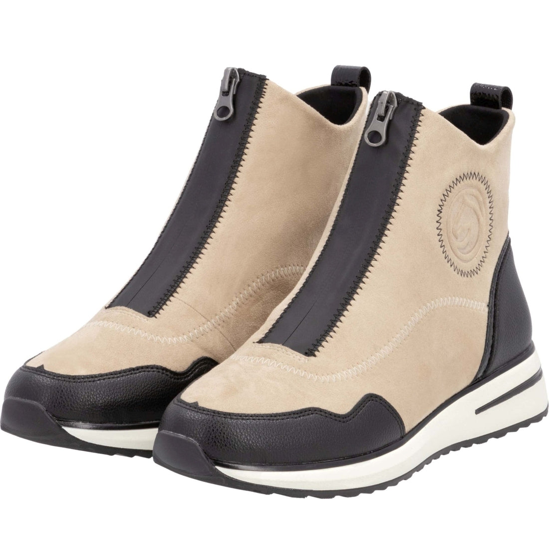 beige combination casual closed ladies mid height boots