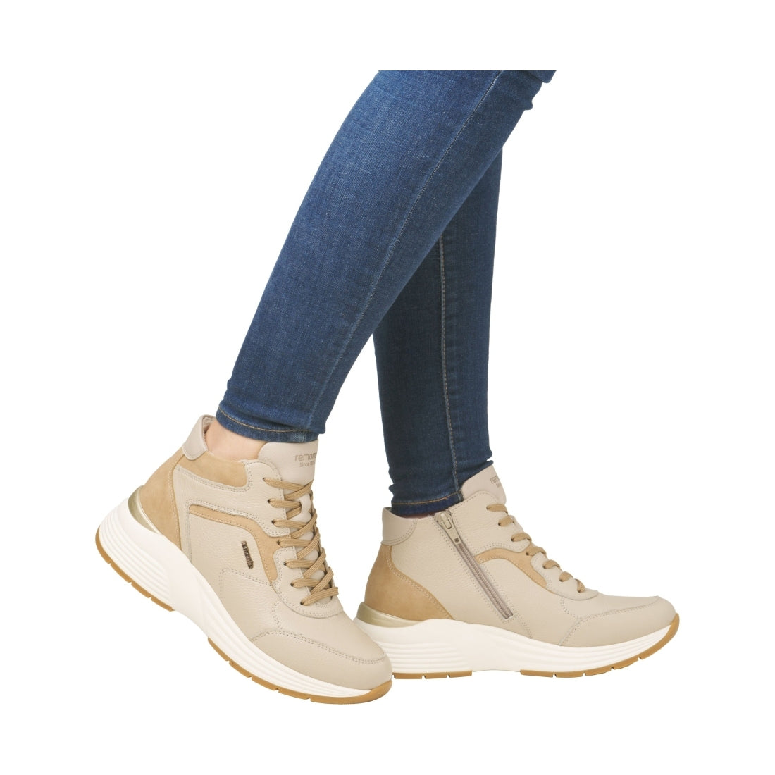 beige combination casual closed ladies short boots