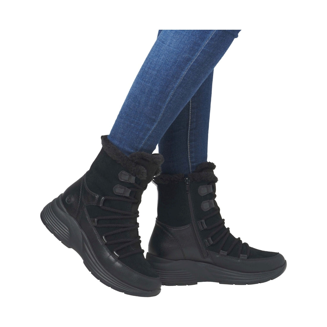 black casual closed ladies mid height boots