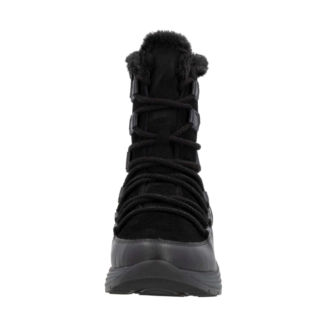 black casual closed ladies mid height boots