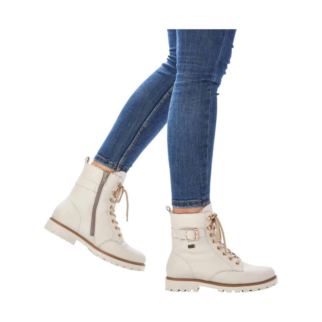 white casual closed ladies mid height boots