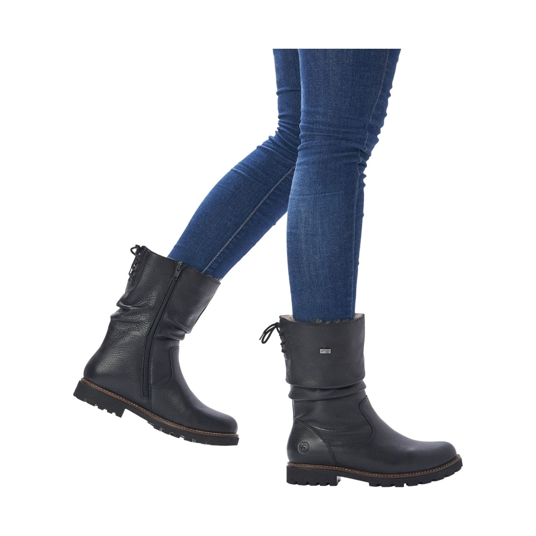 black casual closed ladies mid height boots